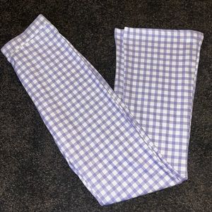 Purple checkered wide leg pants